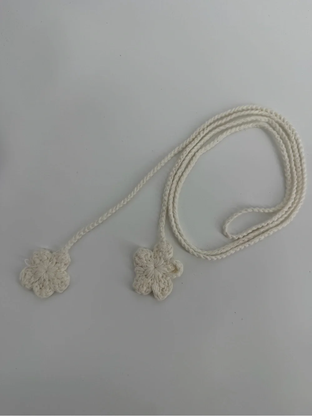 White Crochet Skinny Scarf Floral Tie Belt Choker Coquette Cottagecore Y2K 55